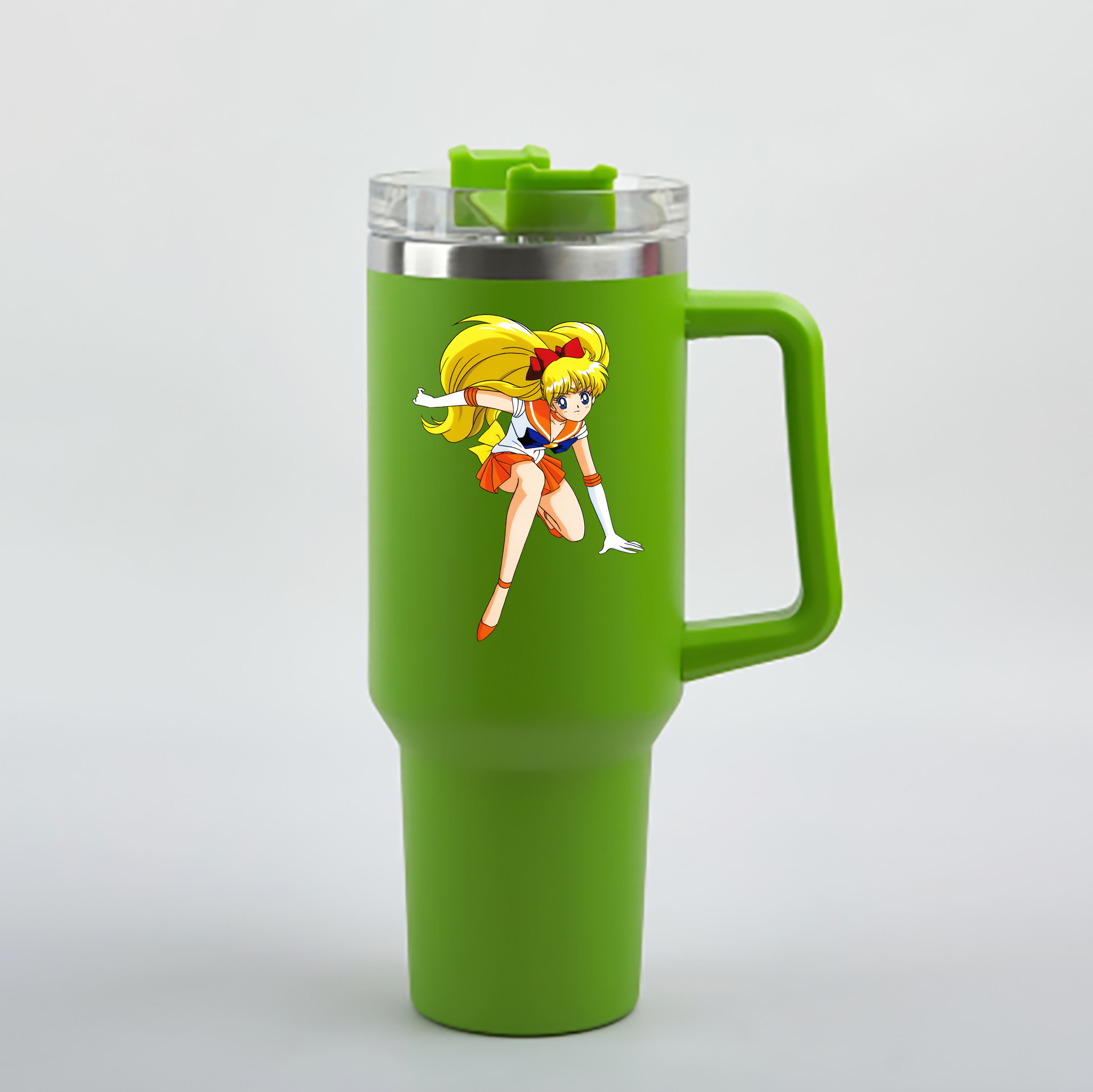 （画像用） 美少女戦士セーラームーン 愛野 美奈子 あいの みなこ Sailor Moon Aino Minako 1200mL車用タンブラー - クリスタルステッカー（プラスチックストロー付き）